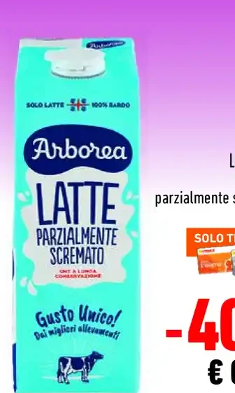 Latte UHT parzialmente scremato Arborea