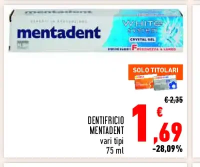 Dentifricio Mentadent vari tipi