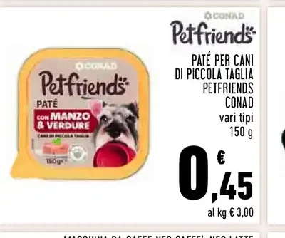 Paté per cani PetFriends Conad