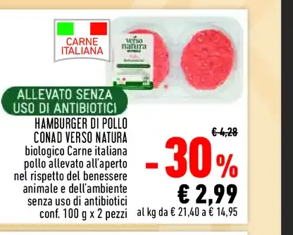Hamburger di pollo biologico