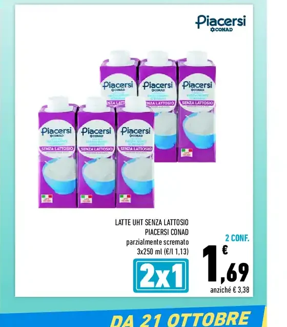 Latte UHT senza lattosio Piacersi Conad