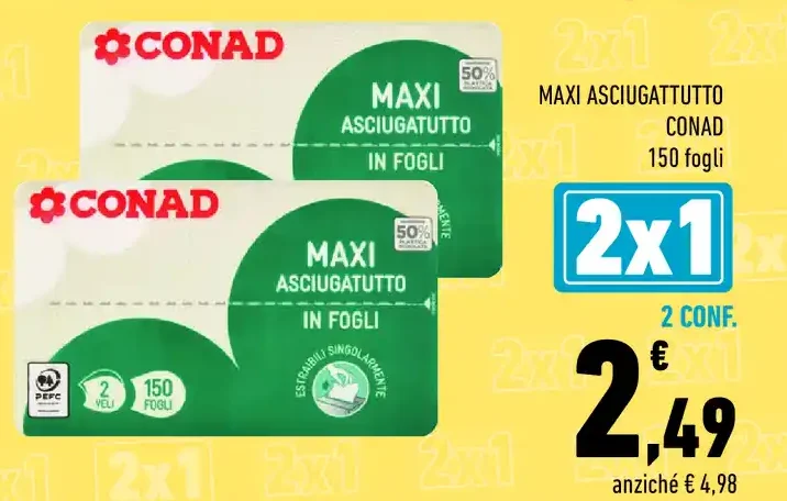 Maxi asciugatutto Conad 150 fogli
