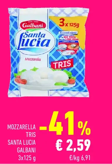 Mozzarella tris Santa Lucia Galbani