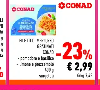 Filetti di merluzzo gratinati Conad