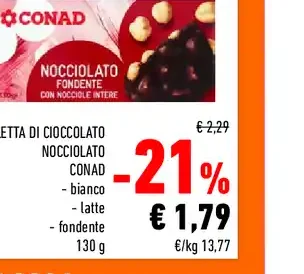 Tavoletta di cioccolato nocciolato Conad
