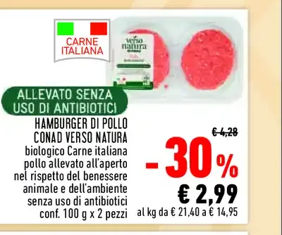 Hamburger di pollo Conad Verso Natura