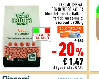 Legumi, cereali Conad Verso Natura biologici