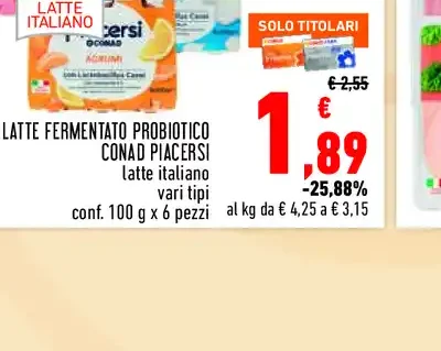 Latte fermentato probiotico Conad Piacersi