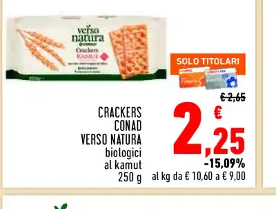 Crackers Conad Verso Natura biologici al kamut