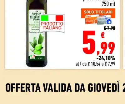 Olio extra vergine di oliva Conad Verso Natura biologico