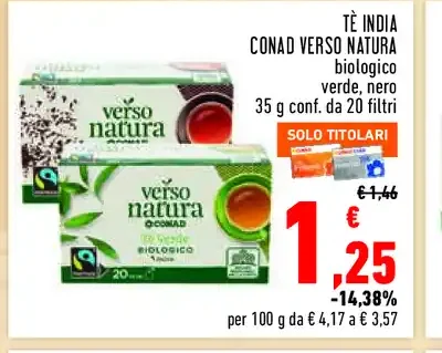 Tè India biologico Verso Natura Conad