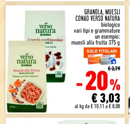 Granola muesli Conad Verso Natura