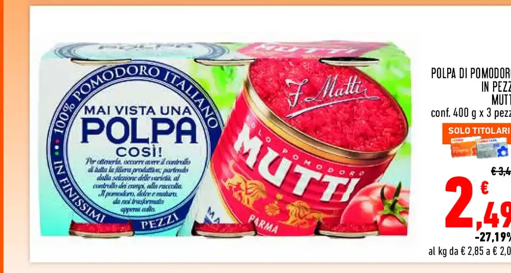 Polpa di pomodoro in pezzi Mutti