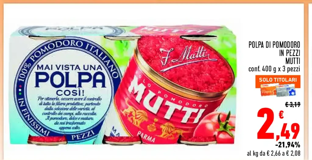 Polpa di pomodoro in pezzi Mutti