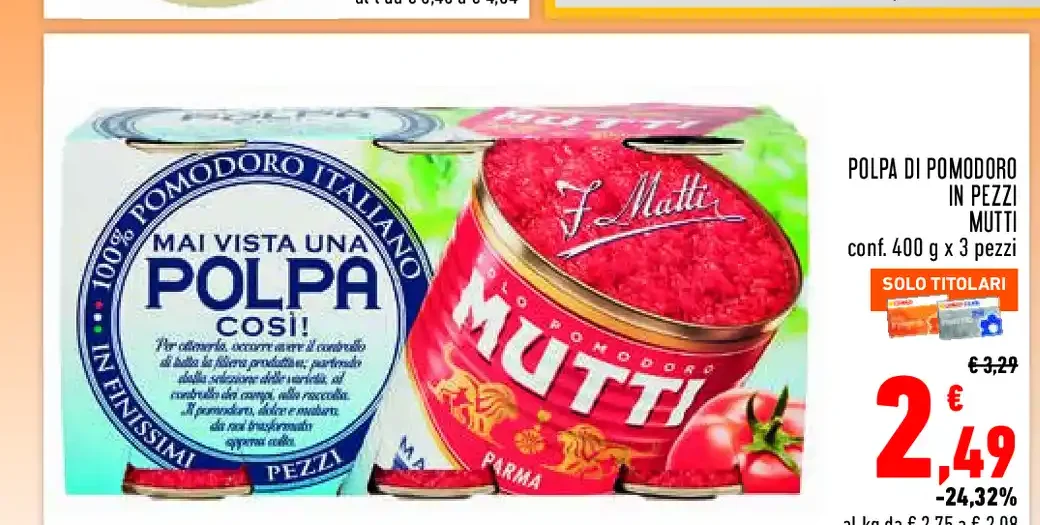 Polpa di pomodoro in pezzi Mutti