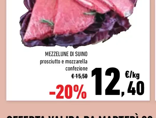 Mezzaluna di suino prosciutto e mozzarella