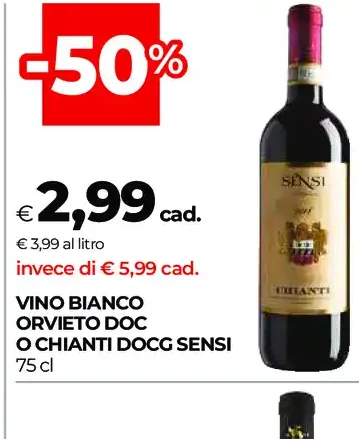 Vino Bianco Orvieto DOC o Chianti DOCG Sensi