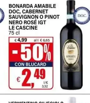Bonarda amabile DOC, Cabernet Sauvignon o Pinot Nero Rosé IGT Le Cascine
