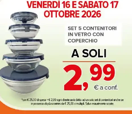 Set contenitori in vetro con coperchio