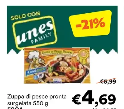 Zuppa di pesce pronta surgelata