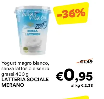 Yogurt magro bianco senza lattosio e senza grassi
