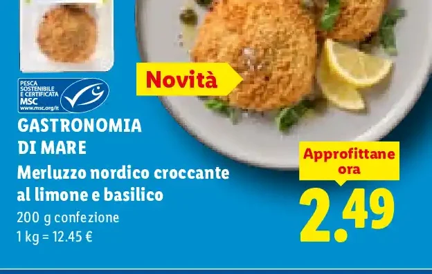 Merluzzo nordico croccante al limone e basilico
