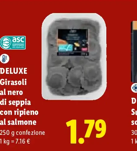 Girasoli al nero di seppia con ripieno al salmone