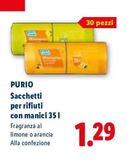 Sacchetti per rifiuti con manici Purio