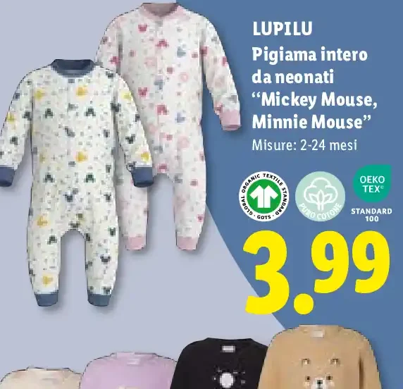 Pigiama intero da neonati Mickey Mouse, Minnie Mouse