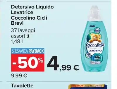 Detersivo Liquido Lavatrice Coccolino Cicli Brevi