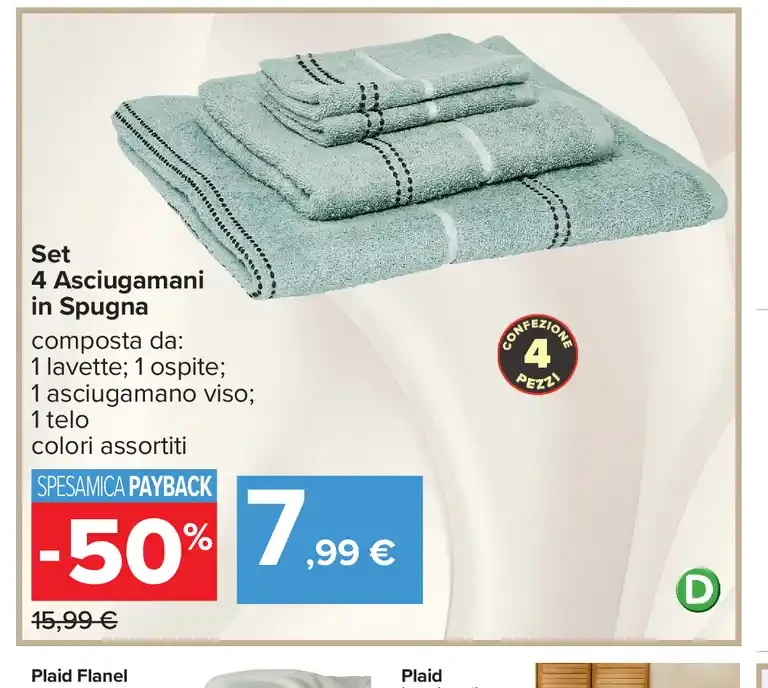 Set 4 asciugamani in spugna