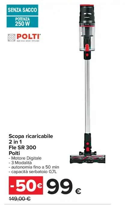 Scopa ricaricabile 2 in 1 Fle SR 300