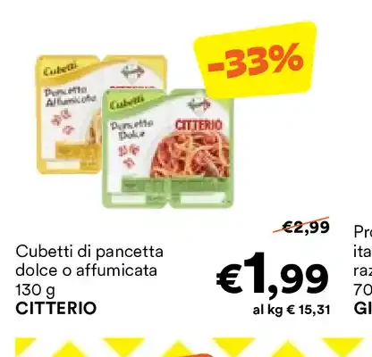 Cubetti di pancetta dolce o affumicata