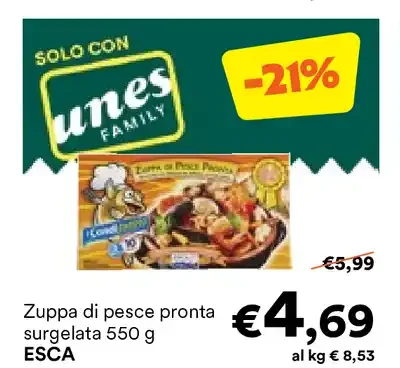 Zuppa di pesce pronta surgelata