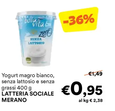 Yogurt magro bianco senza lattosio