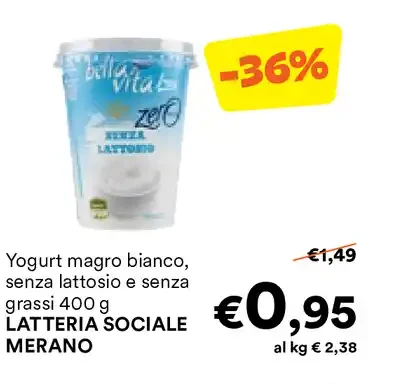 Yogurt magro bianco senza lattosio