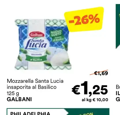 Mozzarella Santa Lucia insaporita al Basilico