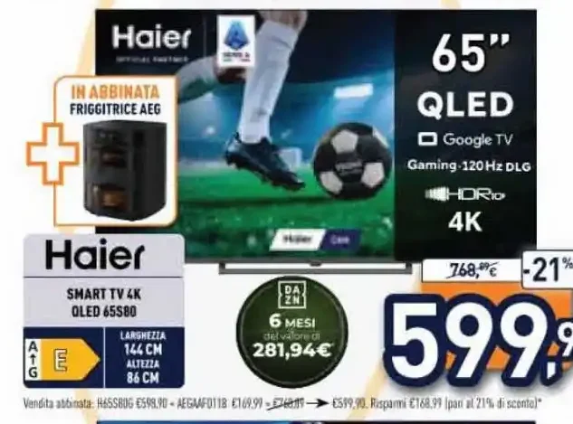 TV Haier 65 pollici QLED