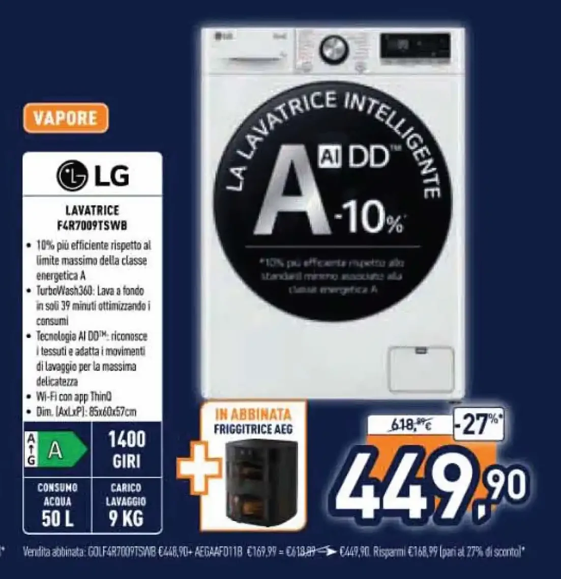 Lavatrice intelligente LG F4R7009TSWB
