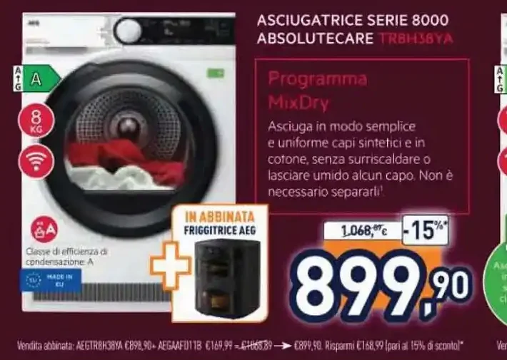 Asciugatrice AEG Serie 8000 AbsoluteCare TR8H3YA