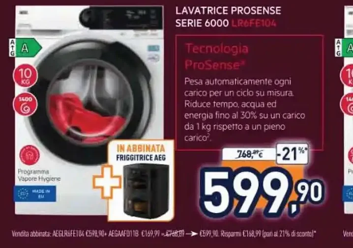 Lavatrice AEG ProSense Serie 6000 L6RBEF104