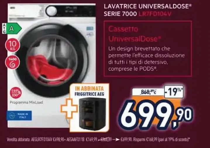 Lavatrice AEG UniversalDose Serie 7000 LR7FDM104V