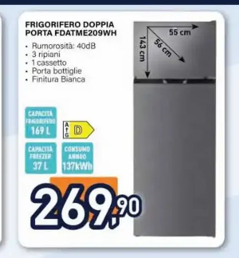 Frigorifero doppia porta Electrol ine FDM209WH