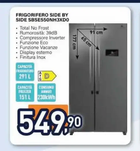 Frigorifero side by side Electroline SBSXH30D