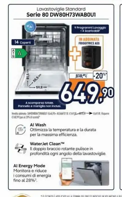 Lavastoviglie Samsung Serie 80 DW80H73WABUI
