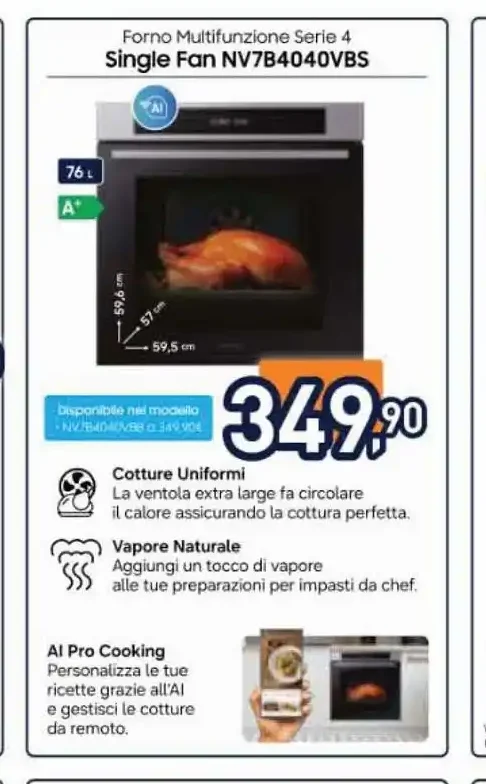 Forno multifunzione Samsung Single Fan NV7B4040VBS