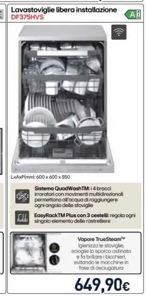 Lavastoviglie LG libera installazione DF375HVS