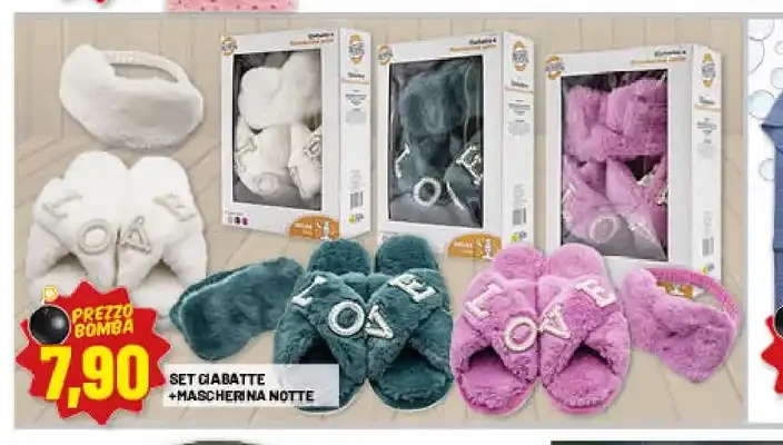 Set ciabatte e mascherina notte