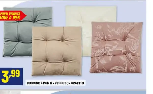 Cuscino 4 punti velluto/graffio