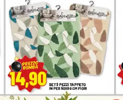 Set 3 pezzi tappeto in PES
